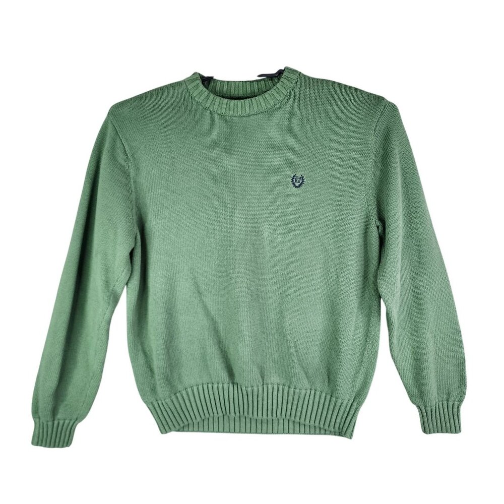 Mens Green Chaps Sweater Crew Neck Long Sleeve 100% Cotton Size XL